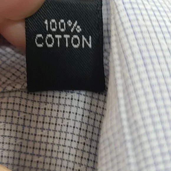 Kenneth Cole Dress Shirt 2XL Men Size 18 34/35 Light Blue Grid Check Long Sleeve - Picture 5 of 12